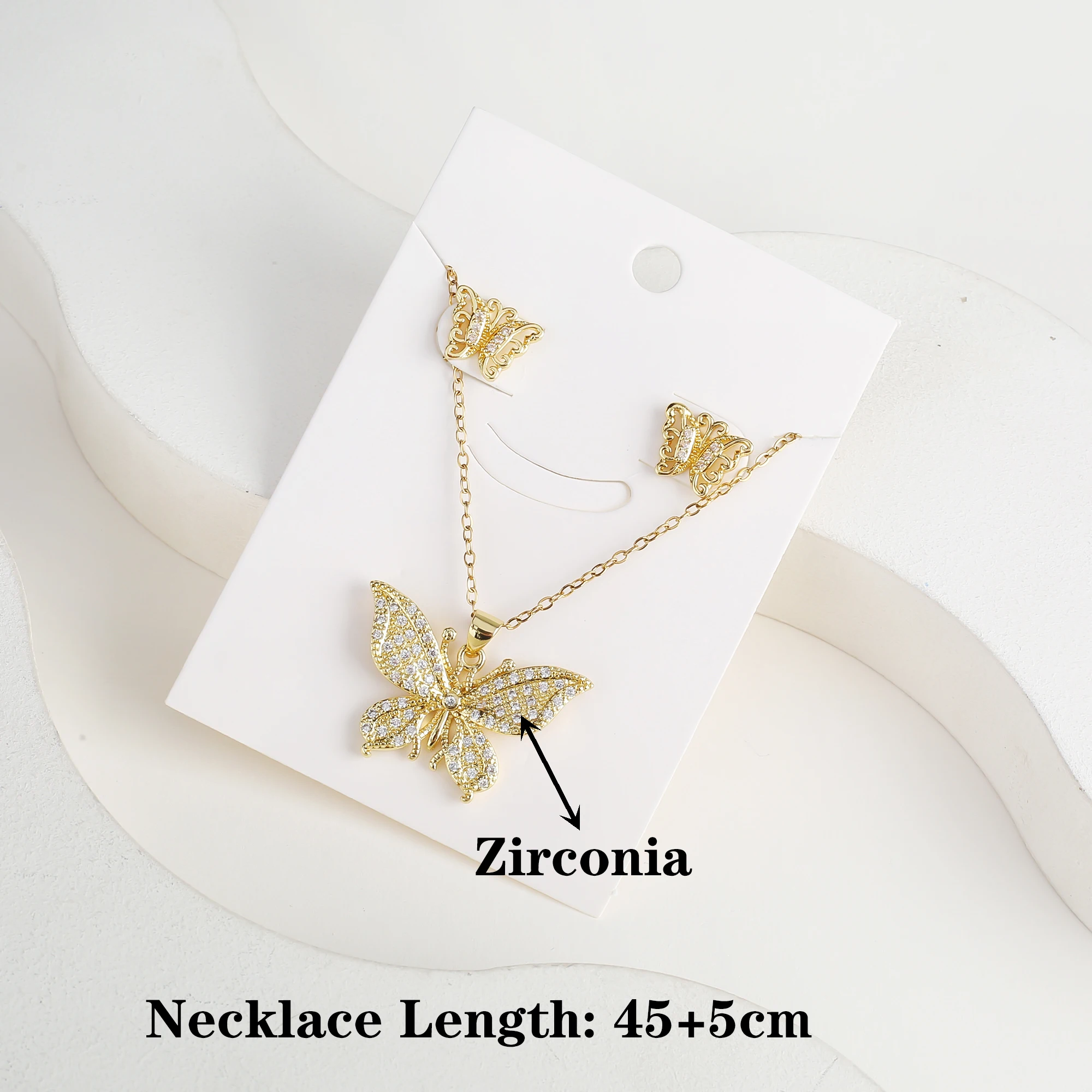 6 Styles New Fashion Zirconia Butterfly Insect Jewelry Set Necklace Earrings Temperament Women Girls Party Jewelry Birthday Gift