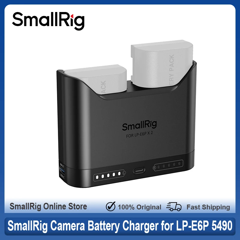 Cargador de batería para cámara SmallRig, cargador de cámara de doble ranura 2h para LP-E6P LP-E6NH LP-E6N LP-E6 para Canon EOS R6 Mark III 5D 6D