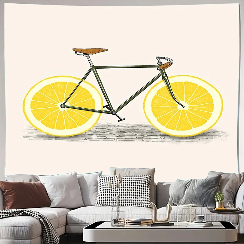 

Винтажный велосипедный гобелен, настенное искусство, природный цветочный ботанический домашний декор, эстетический настенный фон для фотосъемки в общежитии