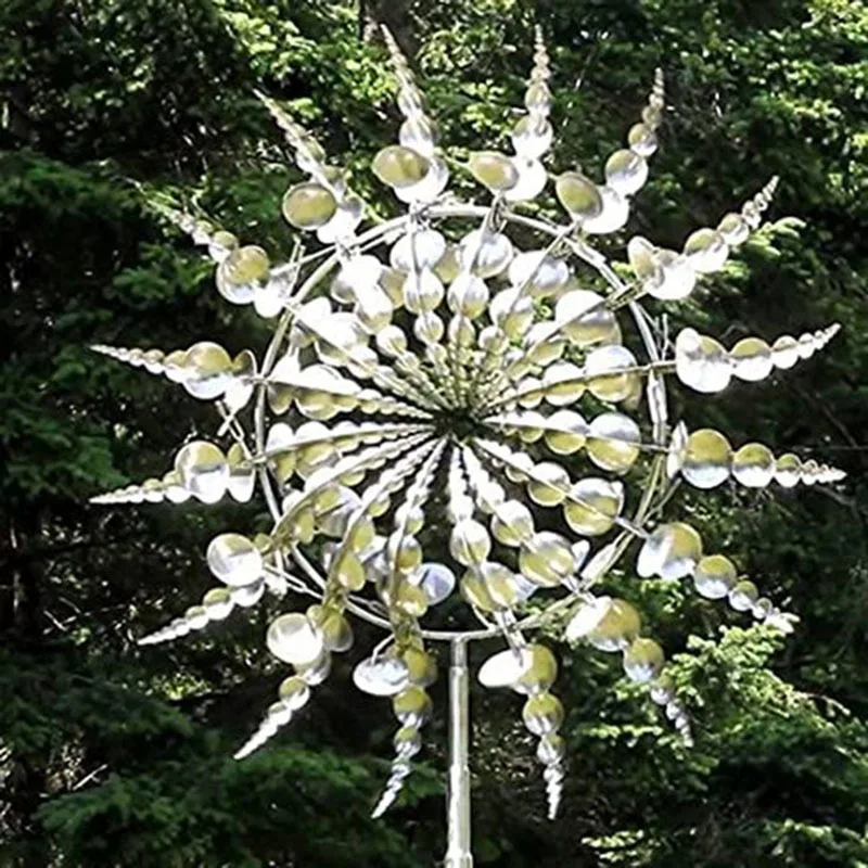 Nieuwe Unieke En Magische Metalen Windmolen 3d Wind Aangedreven Kinetische Sculptuur Gazon Metalen Wind Zonne-Spinners Tuin En Tuin Decor