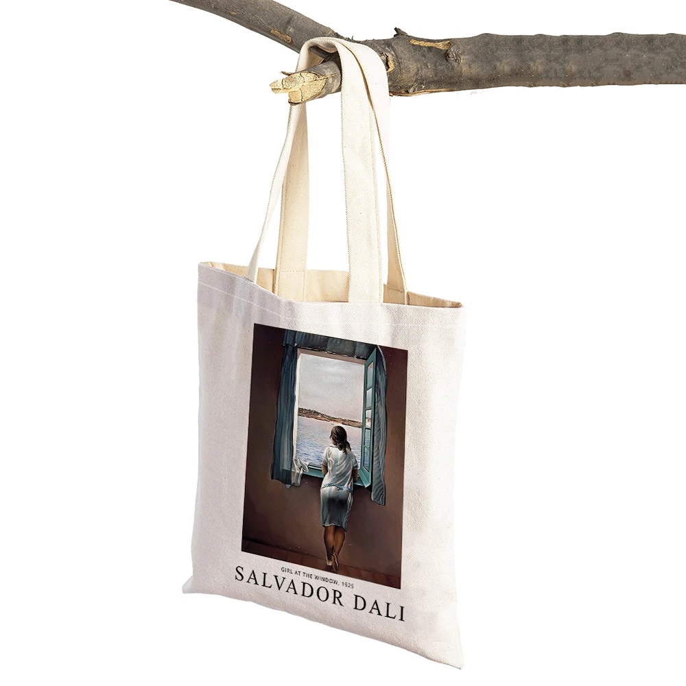 Salvador Dali Shopper Bags Surreal Venus Butterfly Fruit Handbag Double Print Cloth Harajuku Style Canvas Tote Lady Shopping Bag