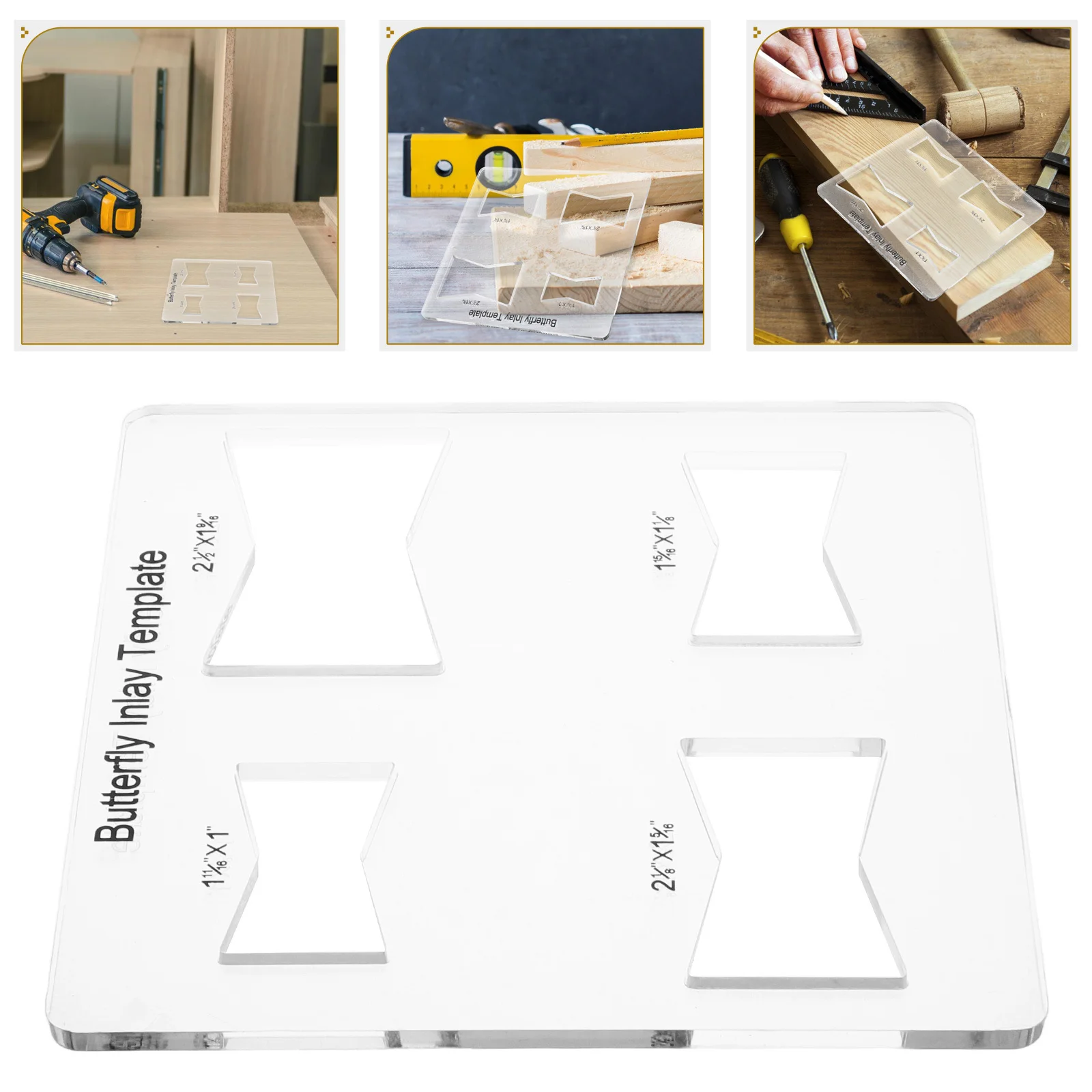 

Woodworking Tool Butterfly Inlay Template Router Jig Four-in-One Multi-Functional for Home Renovation Craft Projects Acrylic