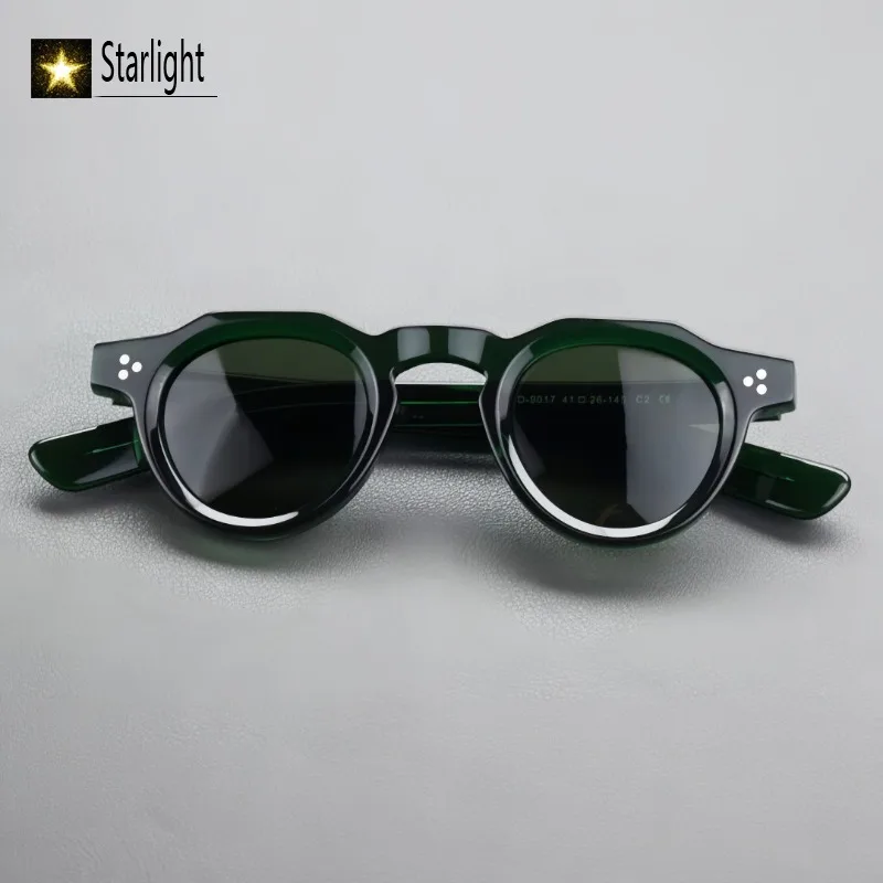 Small Face Thick Polarized High Quality Acetate Black Sunglasses Men Beach Glasses Eyeglasses Man Eyewear UV400 Handmade 134mm