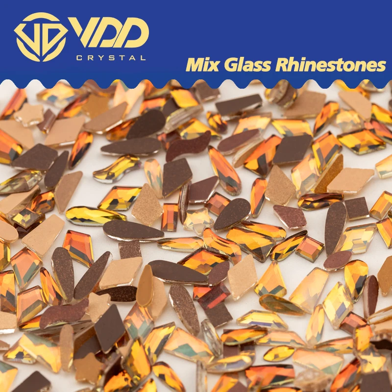 VDD 100/500 Stück Neue Farbe Sommer Tan Gemischte Formen Glas Kristall Strass Flachrückige Glitzersteine für Nagelkunst DIY Dekoration – Detail 4