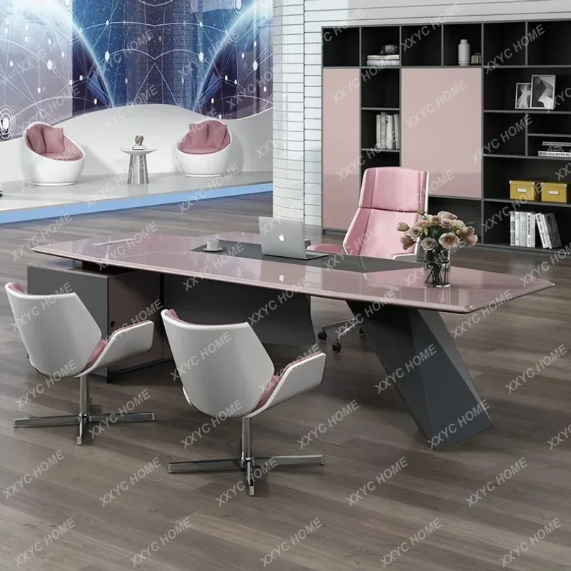 XX Painted Beautiful Office Desk Colorful Supervisor Manager Bench Office Desk Creative Boss Office Furniture