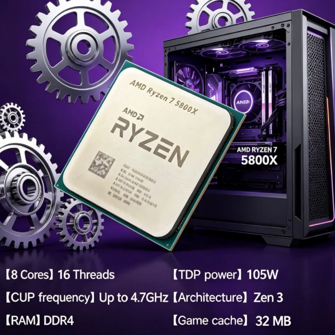 Super Value Zen3 Craft 3.8GHz Alta Frecuencia AMD Ryzen 7 5800X R7 5800X Desbloqueado AM4 CPU para Juegos de 8 Núcleos Sin Paquete
