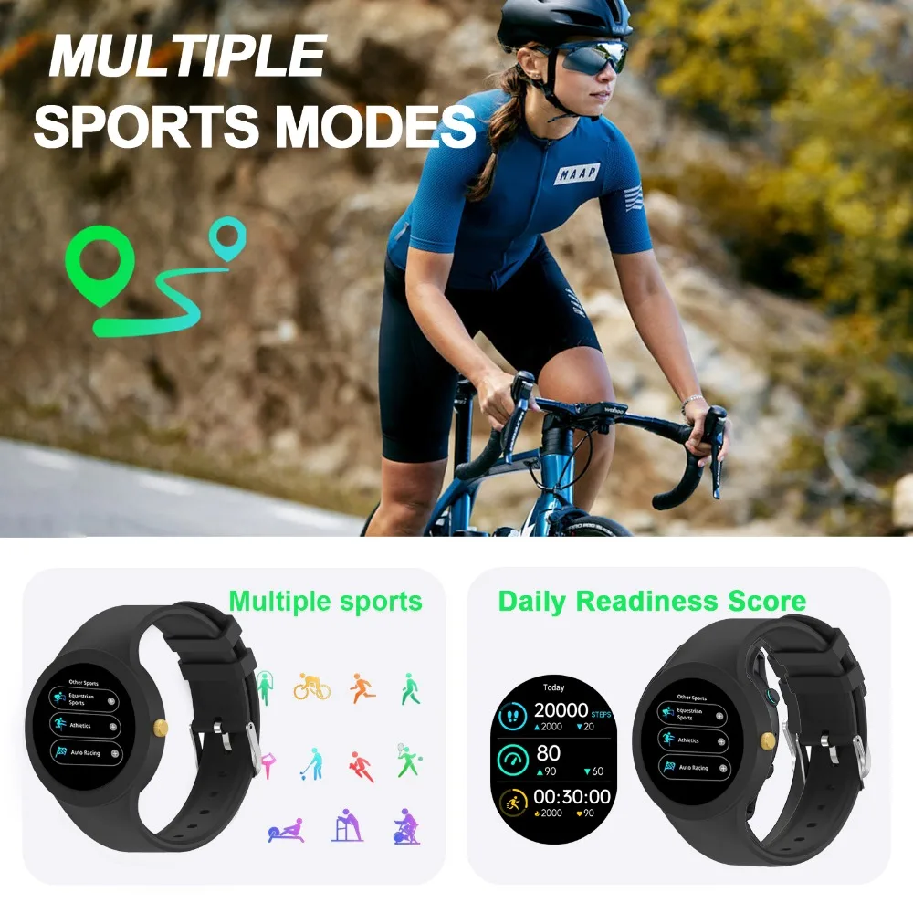 تتميز الساعة الذكية الجديدة ذات الدقة العالية التي تعمل باللمس بالكامل (الاتصال والرد) ووظيفة المكالمات اللاسلكية ووجه الساعة الضخمة