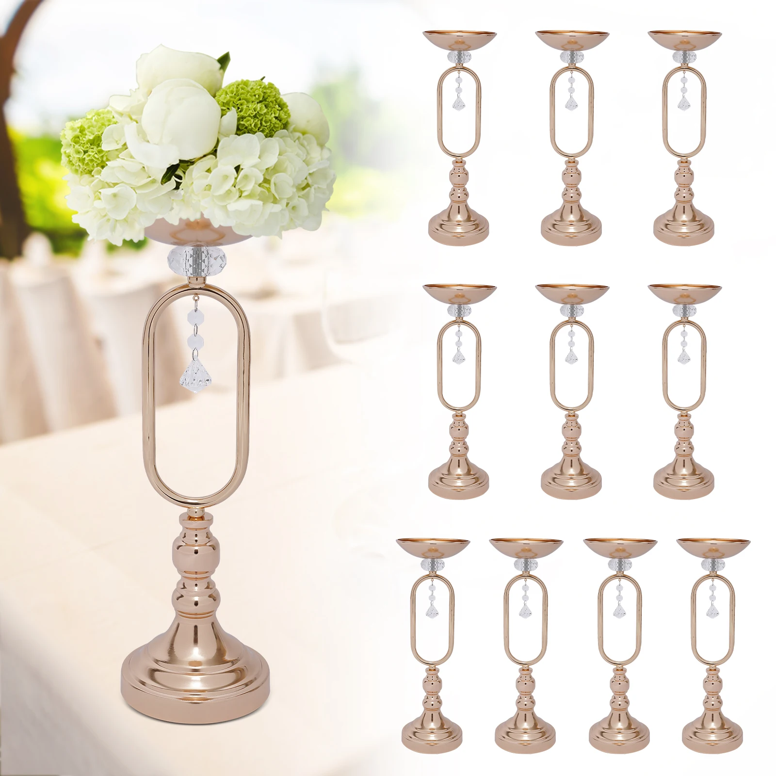 Imagem -04 - Ouro Vasos para Centerpieces Candle Stand para Sala de Estar Casamento Pilar Candle Holder Decorações 10 Pcs