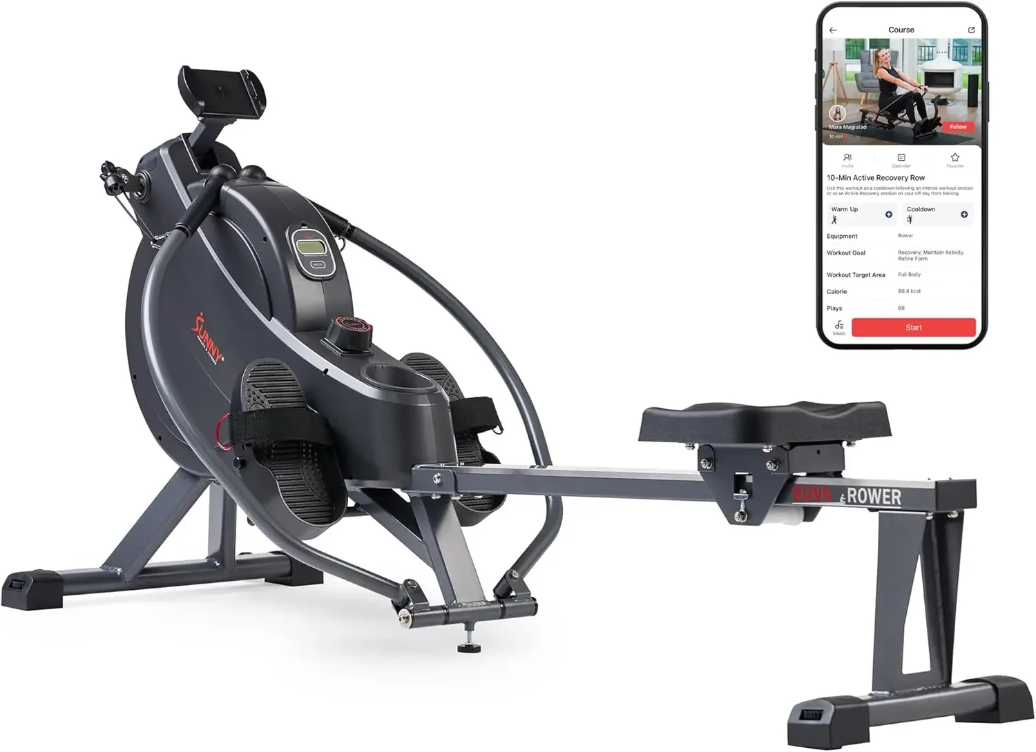 Health & Fitness Magnetic Rowing Machine with 53.4