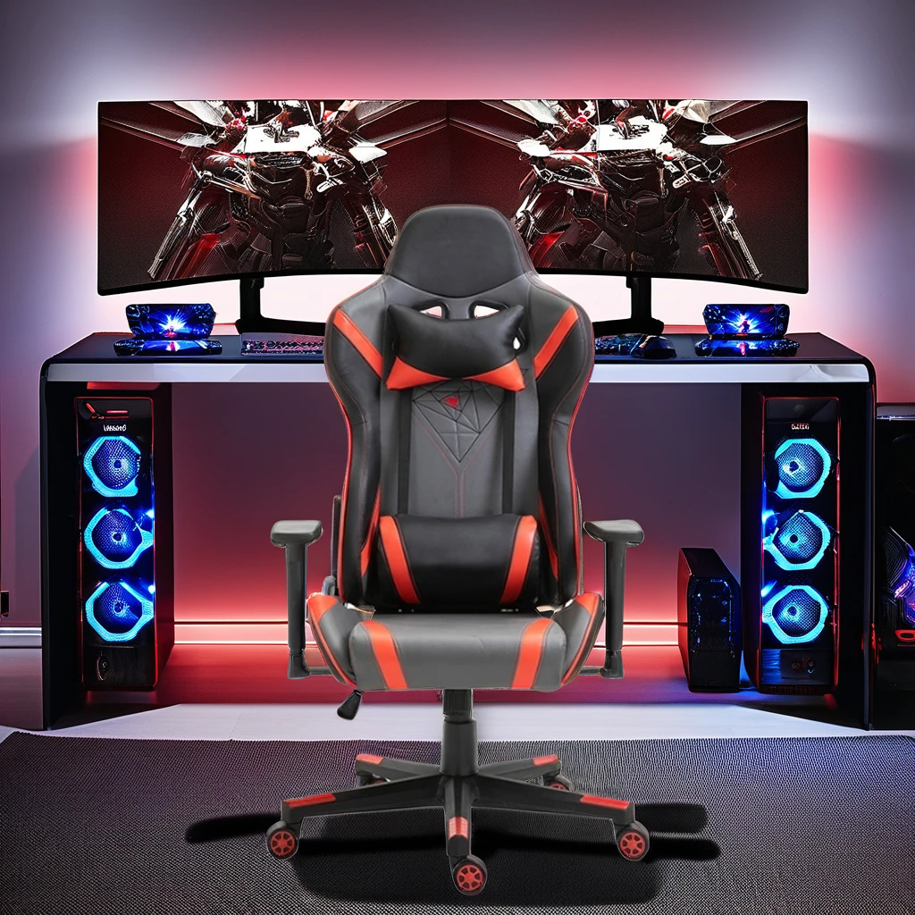 Budget-Friendly Ergonomic 2D Armrest Gaming Chair Foldable Revolving Leather Metal with Butterfly Mechanism Swivel Recline