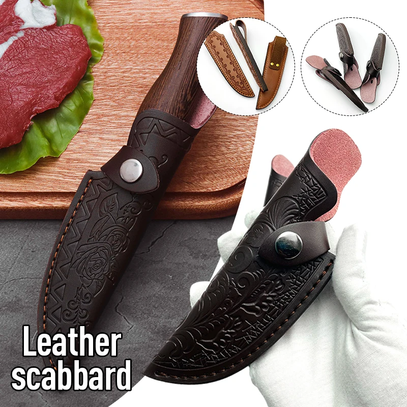 

Cowhide Knife Sheath Outdoor Small Straight Knife Set Belt Loop Hunt Multi Holster Carry Sheath Camping Leather Knife Scabbard