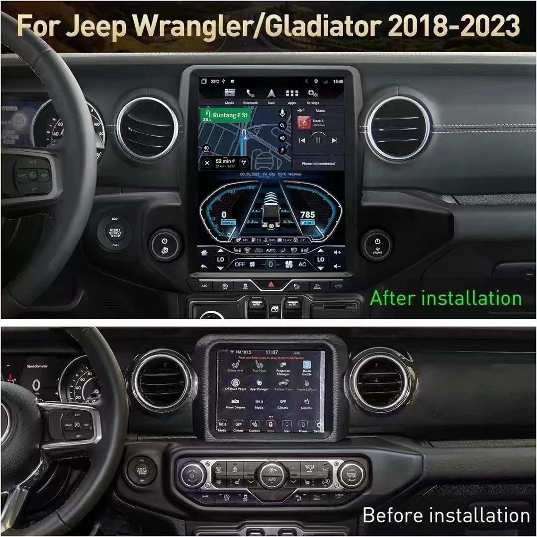 For Jeep Wrangler Rubicon 2018-2023 Car Carplay Android 13 Video Player Radio GPS Navigation Stereo Multimedia Unit Audio Screen