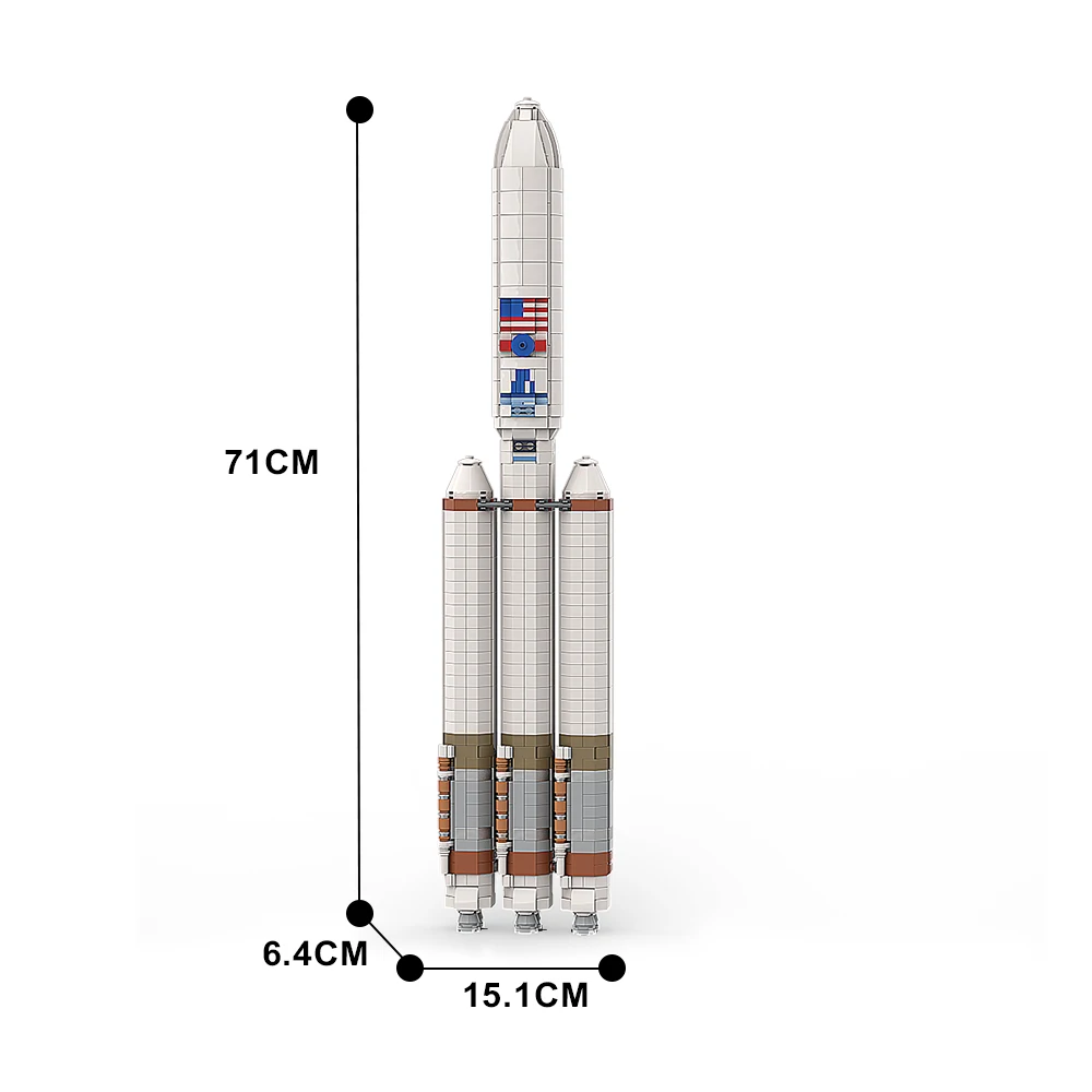 Gobricks MOC 1:110 Atlas Rocket Building Blocks V Тяжелый запуск автомобиля Космический корабль-переноска Кирпичная модель Сборная игрушка DIY Подарок ребенку
