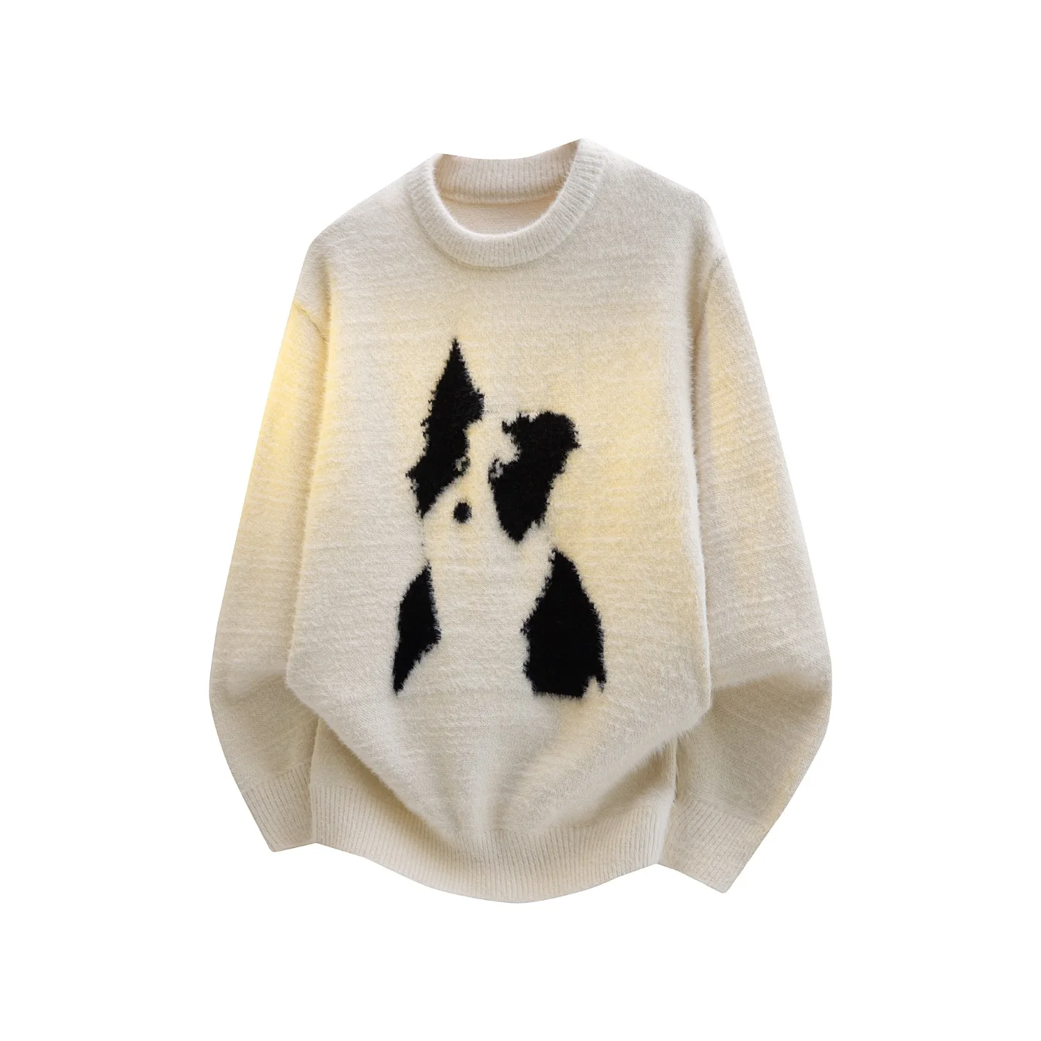 

Модный круглый свитер с рисунком собаки, мужской американский ленивый свитер, универсальный вязаный свободный повседневный шерстяной свитер для студентов