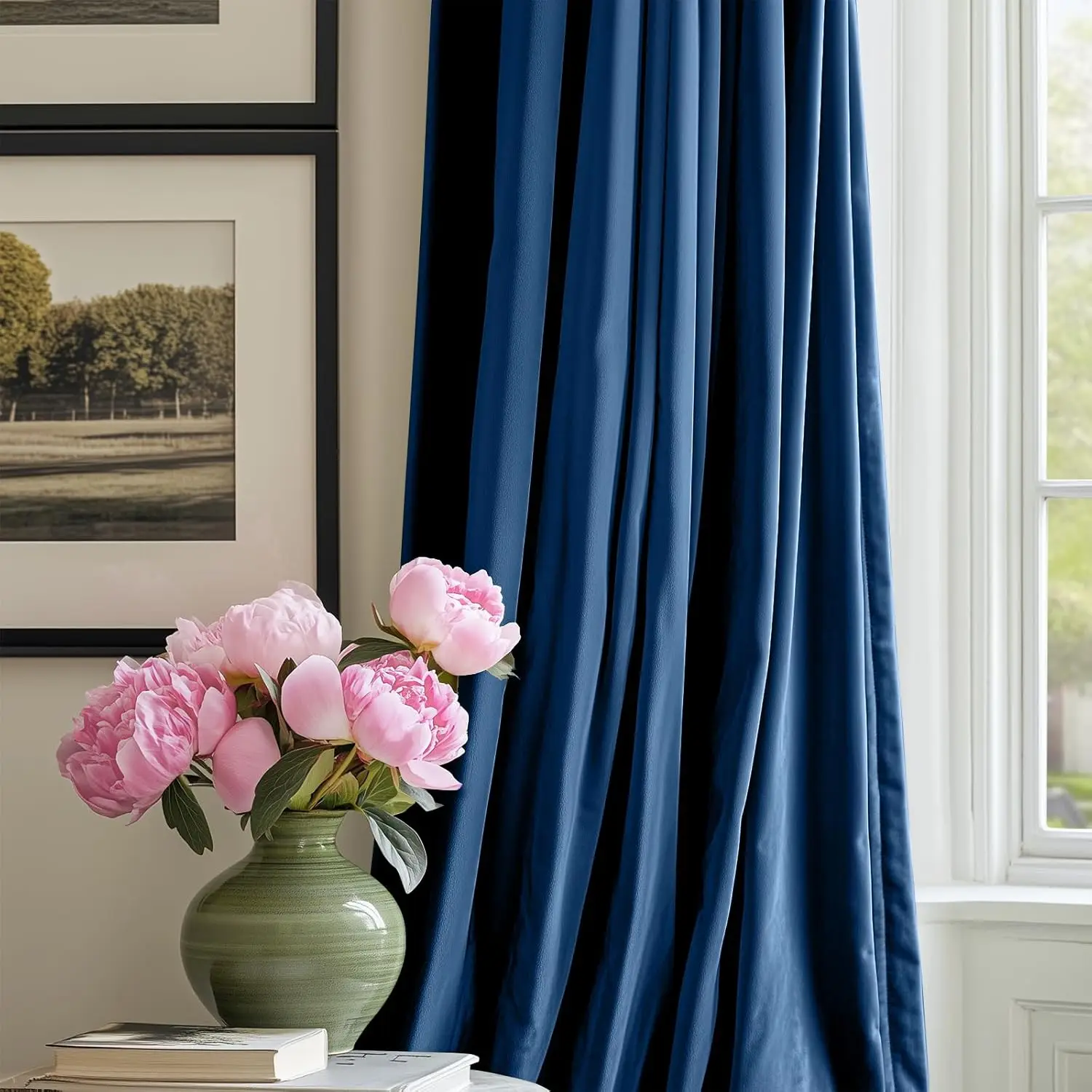 

Lazzzy Dark Blue Velvet Curtains Room Darkening Thermal Insulated Curtains 72 Inch Long Window Drapes For Bedroom Living Room