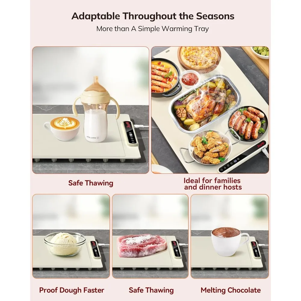 

Food Warming Mat Electric Warming Tray with 7 Temps, Foldable Food Warmer for Parties, Buffets, Family Gatherings