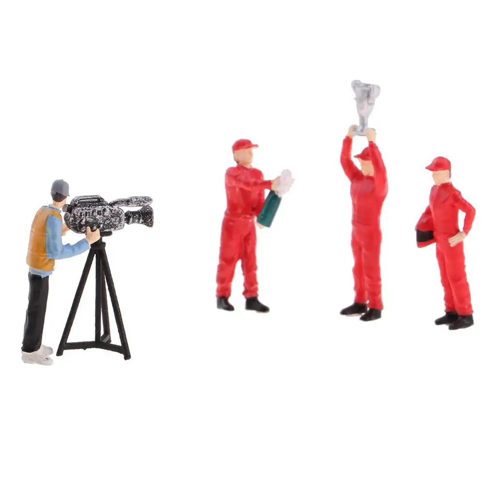 5 قطع 1/64 مقياس نموذج سباق السيارات أرقام ملعب مشهد أطقم ألعاب أطفال ، أحمر ، كما هو موضح