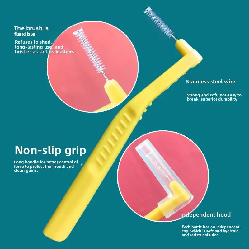 L Shaped Interdental Brushes Set 2 5Pcs Portable Soft Bristle Tooth Gap Cleaner Dental Floss Stick for Home Travel Use