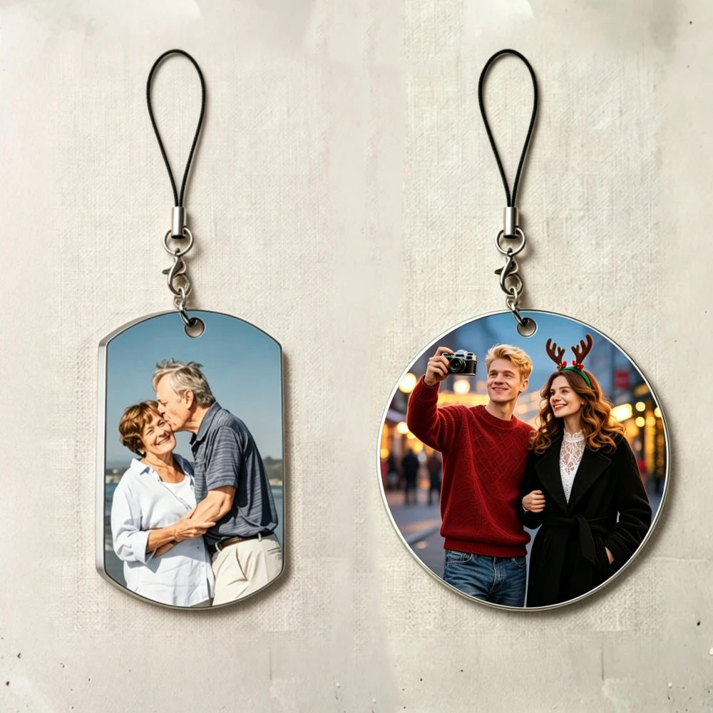 Personalized Acrylic Customized Pendant Keychain Couple Photos Custom Keychain Car/Mobile Phone/Bag Charms DIY Key Chain Gift