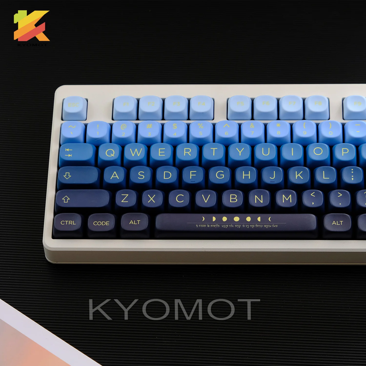 KYOMOT 125 Keys Moonrise Keycap XOA Profile PBT Dye Sub Golden Moon Orbit Keycaps For MX Switches DIY Mechanical Keyboard Gifts