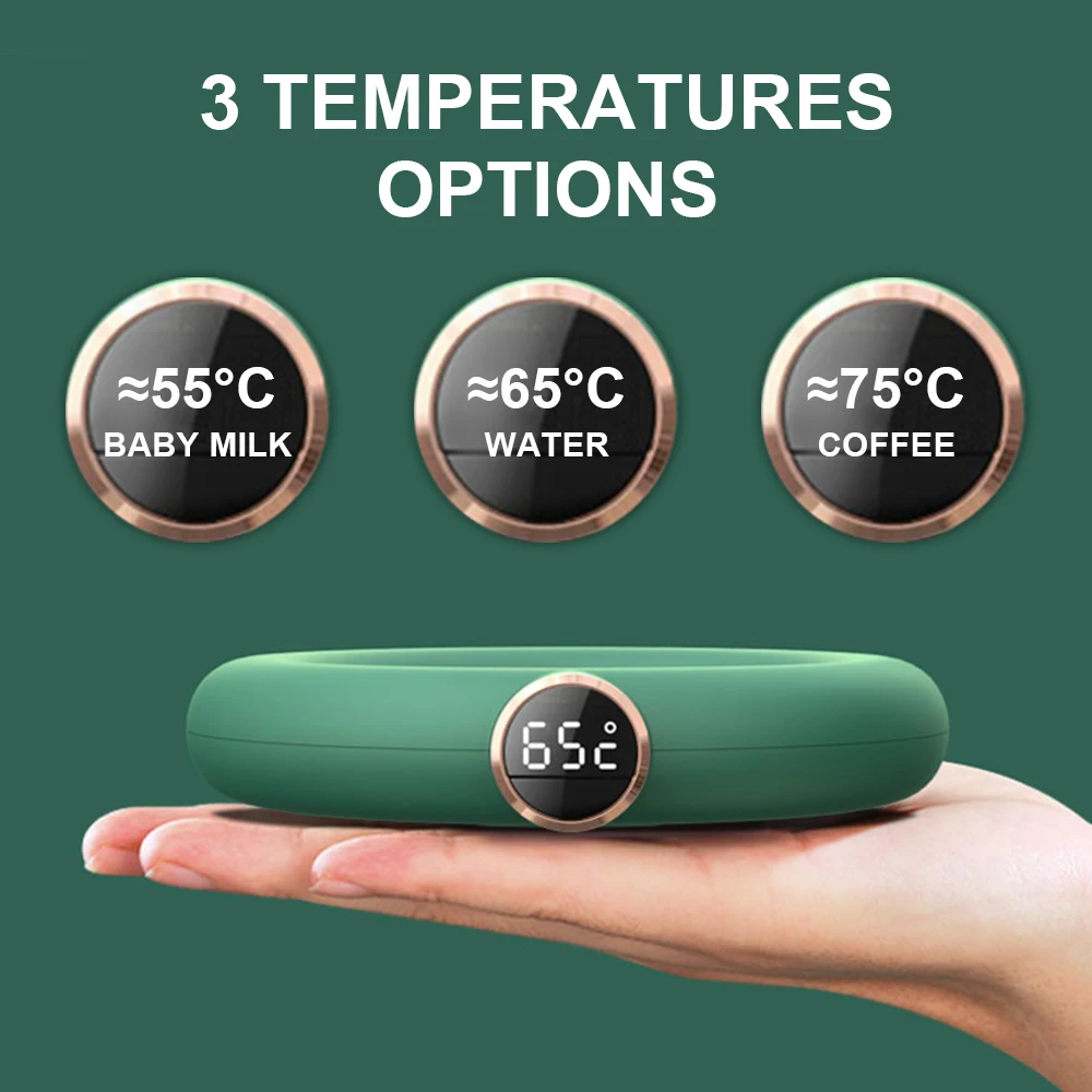 Almohadilla calentadora de taza de té, leche, café, carga USB, hogar, oficina, 3 temperaturas, placa de calor ajustable, pantalla LED, calentador eléctrico, almohadilla para taza