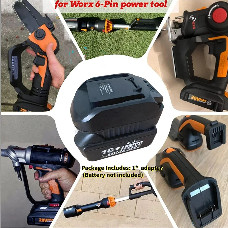 Compatible for WORX Tools Battery Adapter for BL1860B 18V BL Series Battery To for WORX 20V 6-pin Battery for Use with WORX Tool - view 5