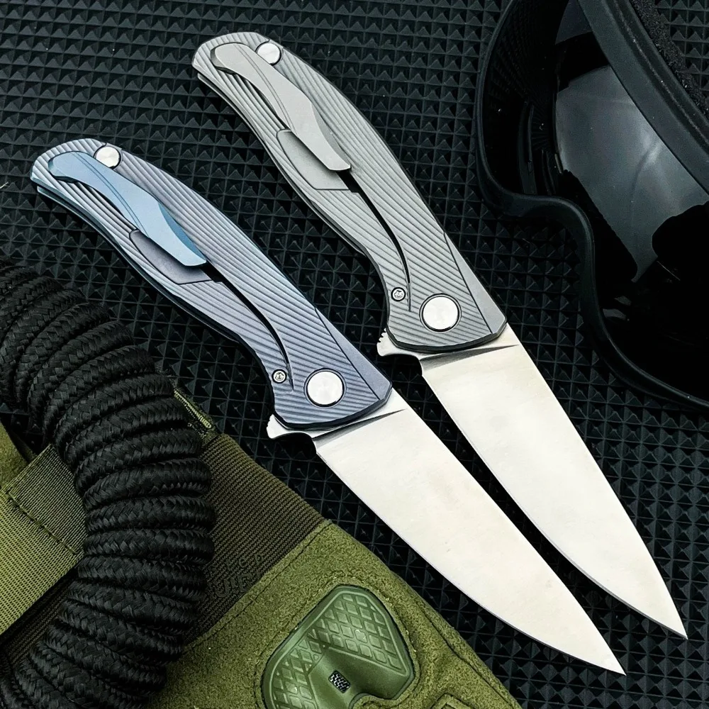 

Utility Outdoor Pocket Knife Lightweight Durable Survival Knives D2 Blade Titanium Alloy Handle Fruit Knives EDC Folding Knife