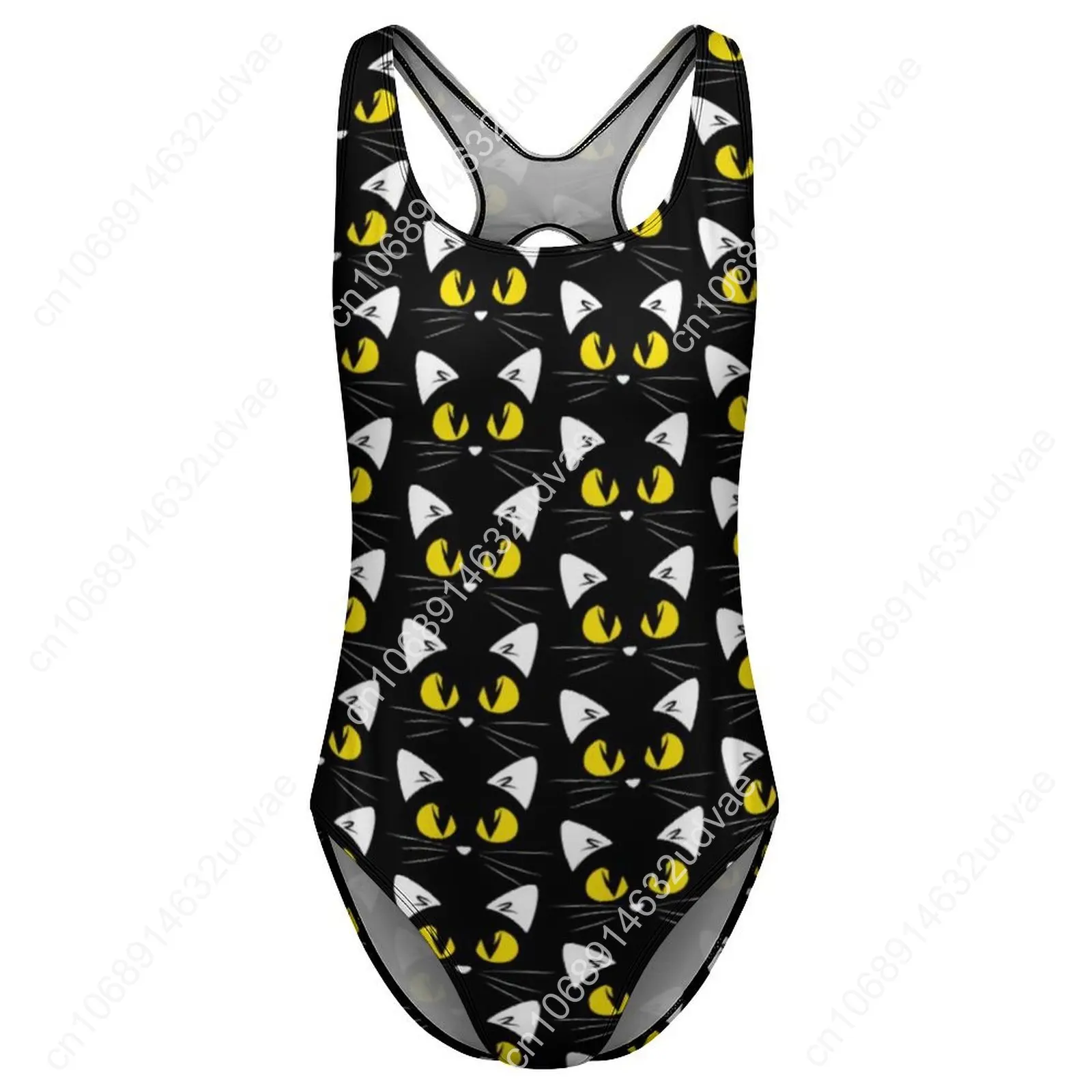 Traje de baño de gato negro, traje de baño espeluznante de Halloween con realce, traje de baño de una pieza para vacaciones, traje de baño para Surf, trajes de playa sexys de talla grande
