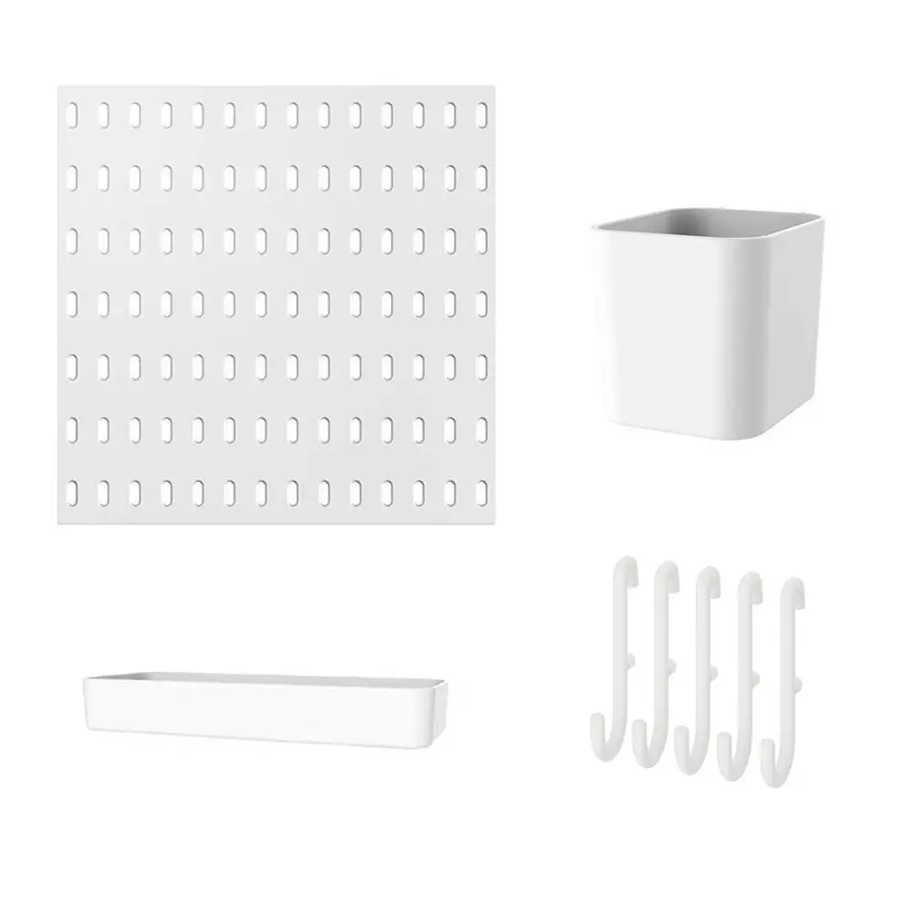 Wall-Mounted Storage Board with Hooks DIY Storage Organizer Board Space-Saving Pegboard for Kitchen Bedroom Bathroom Study Room