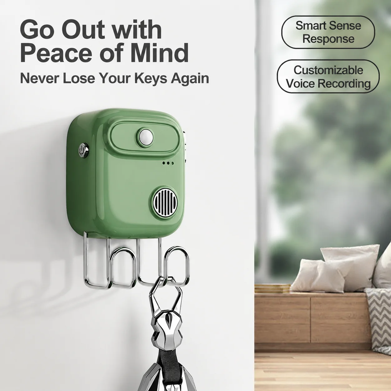 Smart Door Reminder Voice Recorder ABS Sensor for Elderly Anti-Forgetting Keys Home Leaving Alarm