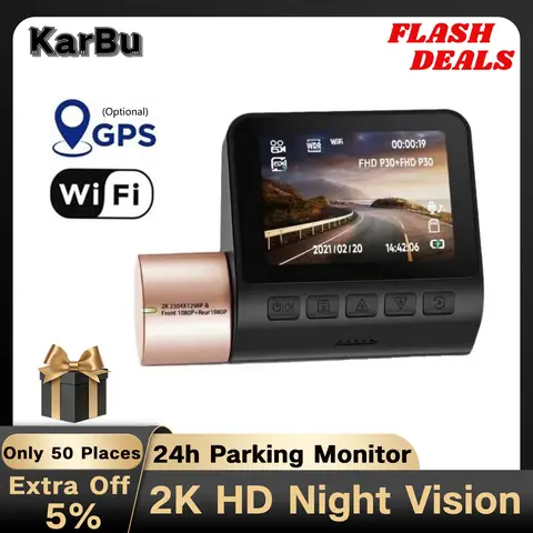자동차 카메라용 대시 캠, 와이파이, GPS, 나이트 비전, 24 시간 주차 모니터, Dvr Para Coche 미니 카메라, 사모초도와 리젝터, 2K