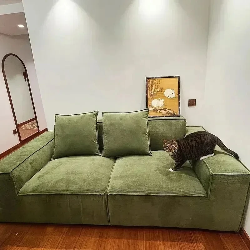 

Compressed Block Corduroy Sofa Fabric Sponge Simple Puffs Living Room Sofas Sectional Floor Nordic Divano Letto Furniture