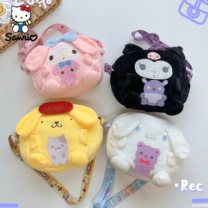 Plushies Sanrio Plush Bag Kuromi Shoulder Bags Cinnamoroll Crossbody My Melody Backpack Kawaii Handbag Christmas Birthday Gift