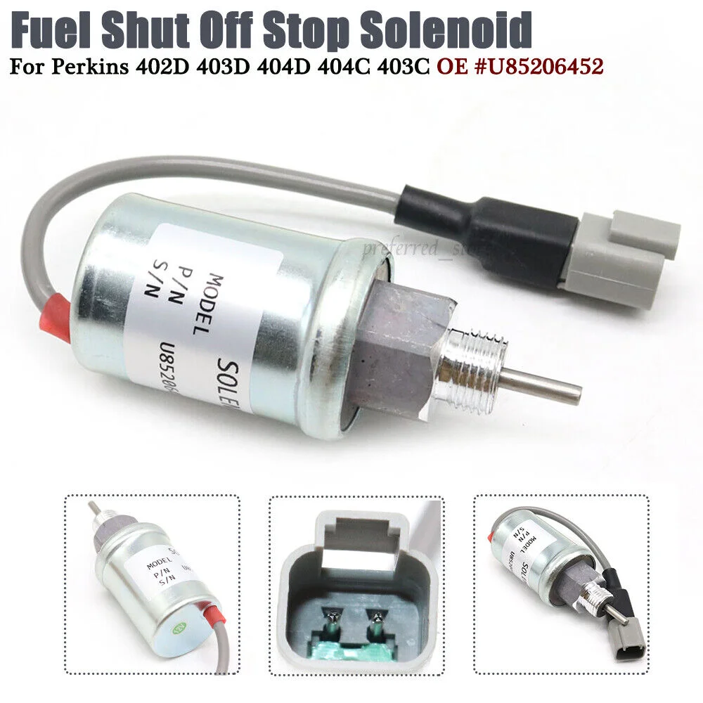 

U85206452 Fuel Shut Off Solenoid 185206452 U85206520 for Caterpillar Engine 3011C 3013 Perkins 402D 403C Stop Solenoid 12VDC
