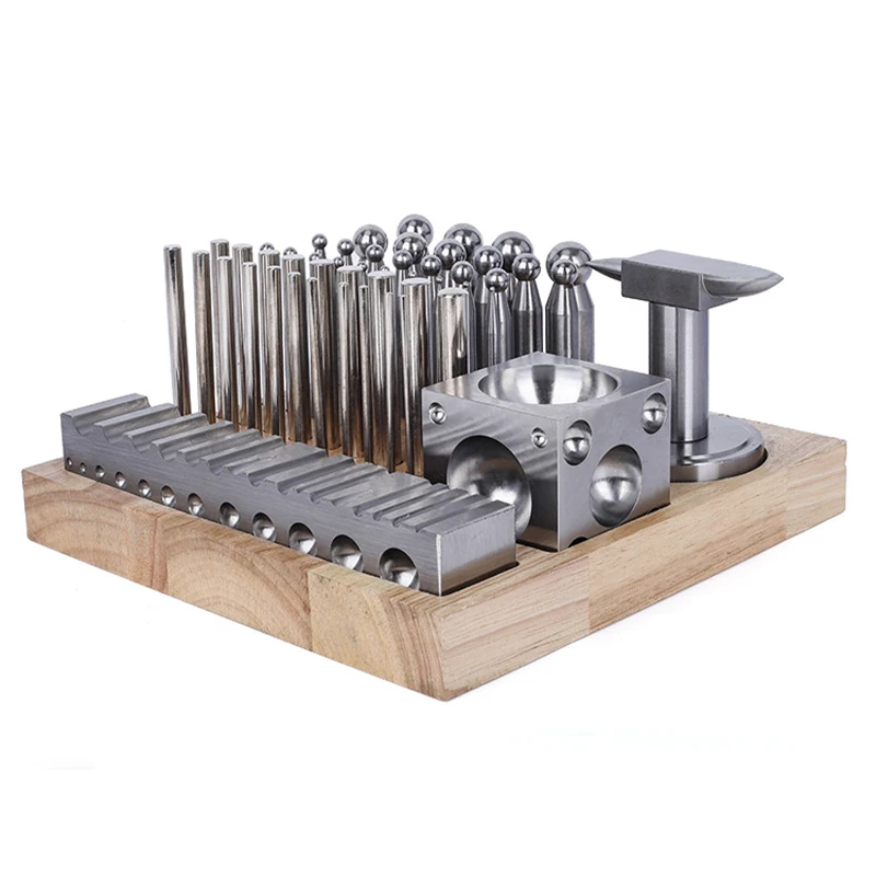 

50pcs Steel Dapping Kit Doming Punch Block Jewelry Forming Set Jewellery Tools