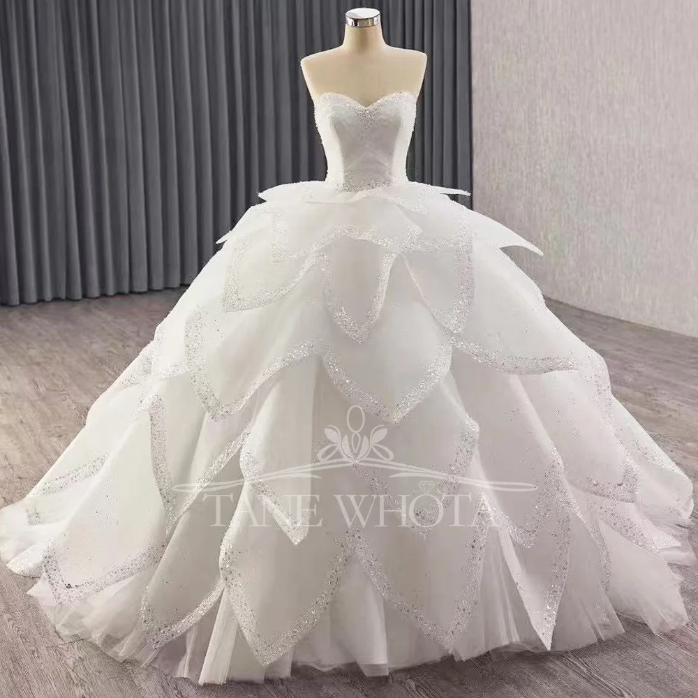 

Princess Style Sweetheart Sleeveless Wedding Dress Lace-Up Back With Detachable Skirt Sequined Customizable 2025 Robe De Mariée