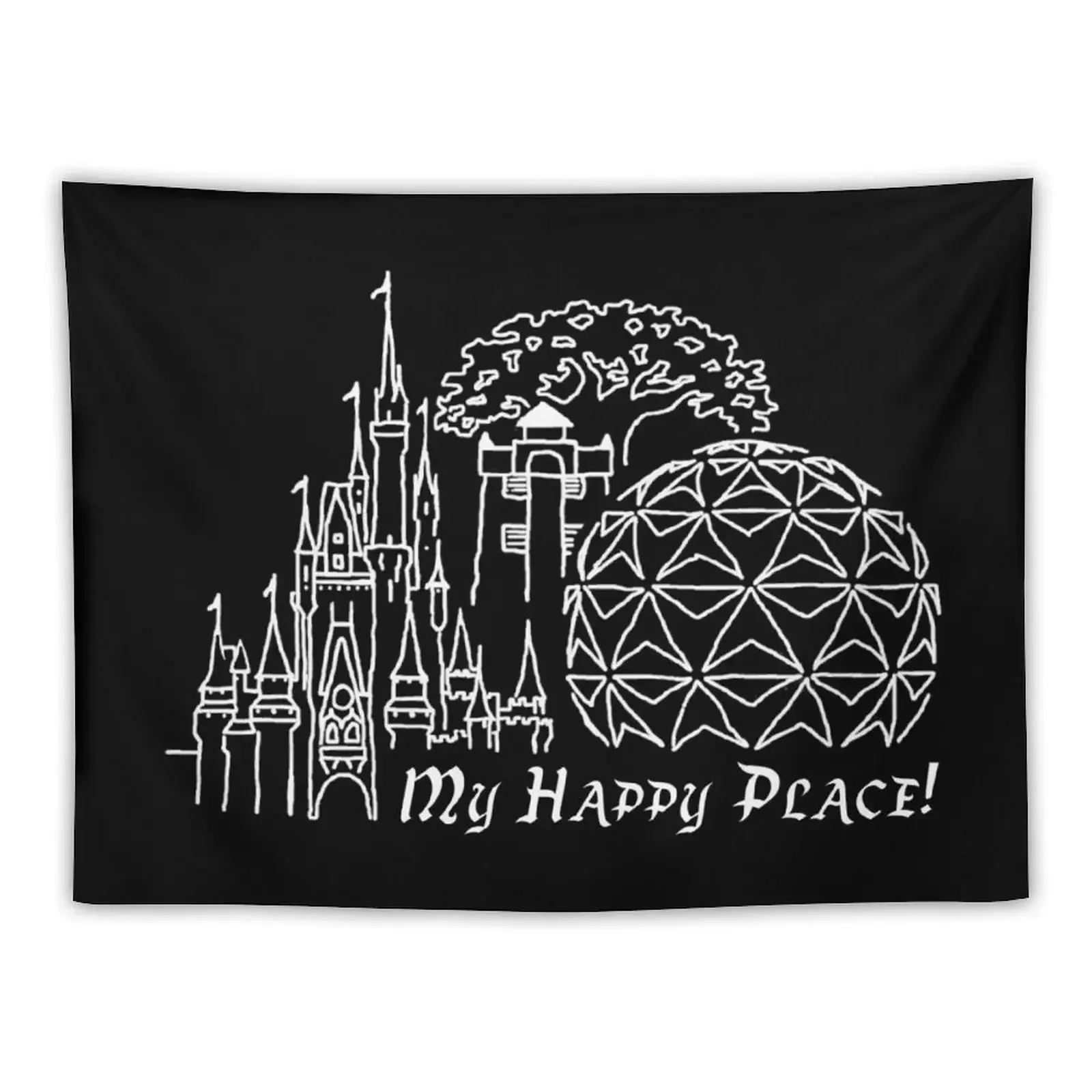 

My Happy Place - for Dark Background Items Tapestry Wall Mural Room Decorations Aesthetics Tapestry