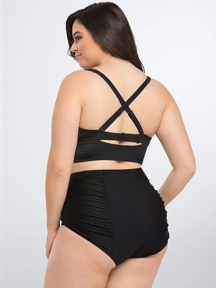 Nuevo traje de baño Sexy de talla grande, Bikini Push Up, traje de baño de cintura alta para Mujer, ropa de playa de gran tamaño, traje de baño 2024 para Mujer 5XL