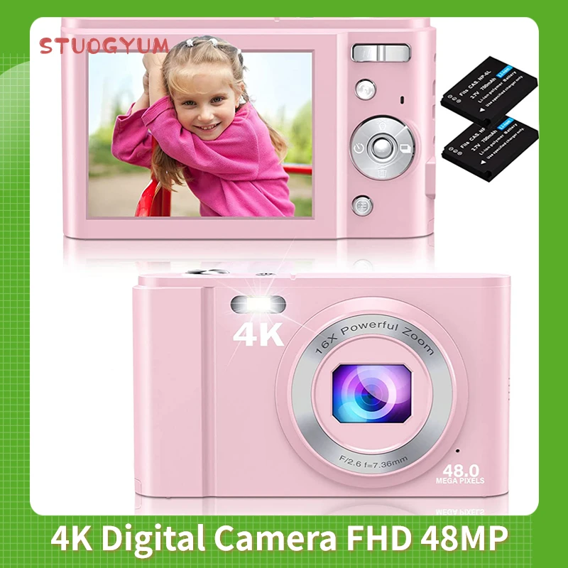 

Mini Child Camera 4K Cameras for Photography FHD 48MP Vlogging Camera 16X Digital Zoom Electronic Portable Mini Kids Cameras