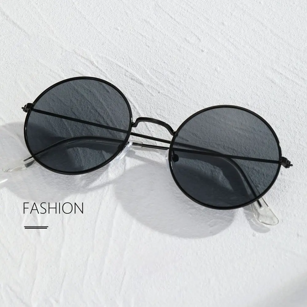 

Street Photos Decoration Sun-Protective Round Sunglasses Metal Frame Punk Driving Glasses Outdoor Eyewear for Women Man