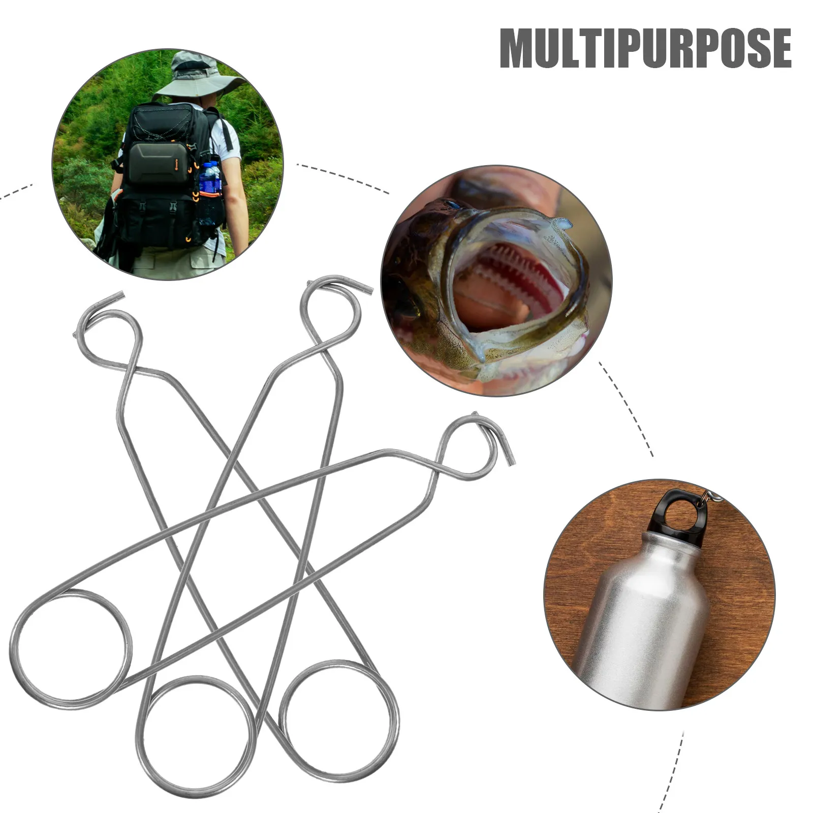 3Pcs Multi-Functional Stainless Steel Fish Mouth Gripper Mouth Opener and Bottle Pot Hanger for Fishing Camping Picnic Outdoor view 2