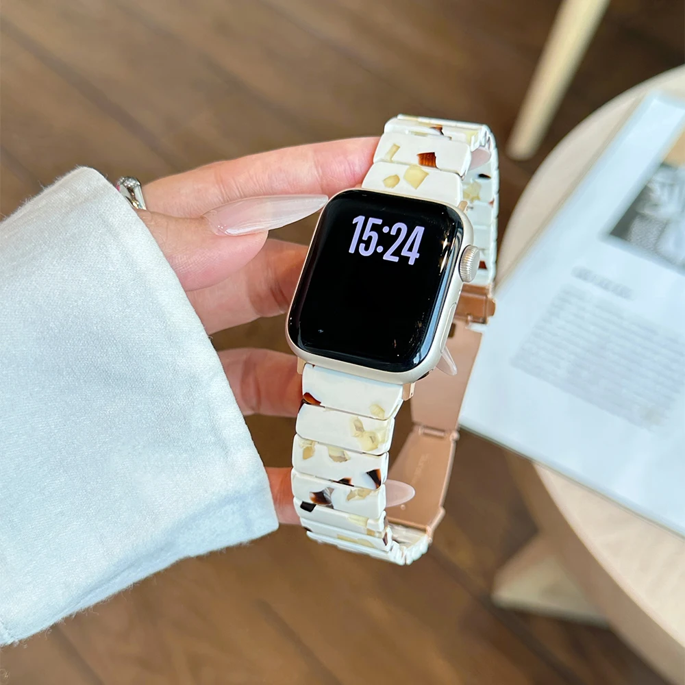 Apple Watch 10 밴드 용 수지 스트랩 42mm 46mm 44mm 45mm 40mm 41mm 49mm 38mm Iwatch 시리즈 9 8 7 SE 5 4 용 Correa 루프 팔찌