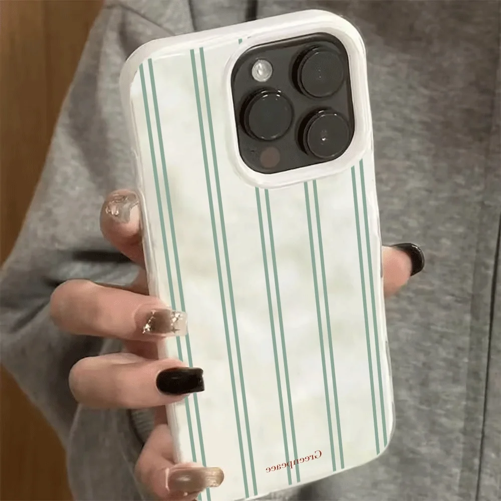 Funda de Teléfono con Diseño de Líneas Verdes para iPhone 17 Air 16 15 14 13 12 11 Pro Max 16 15 14 Plus, Carcasa Antigolpes para iPhone 17