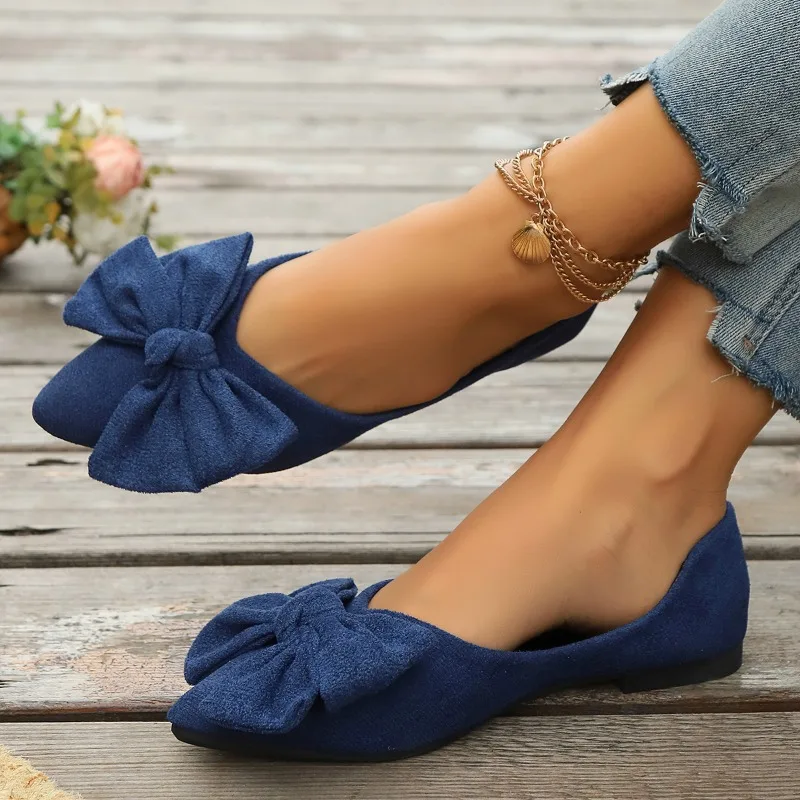 JGSHOWKITO Klassische Damen-Flats mit süßer Schleife, flache Ballerinas für Damen, spitze Zehenpartie, rutschfeste Damen-Mode-Loafer – Detail 20