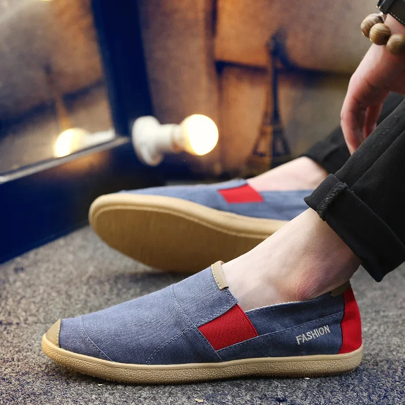 Fashion Canvas Shoes Men Lazy Youth Slip-on Walking Sneakers Mens Luxury Brand Casual Shoes Big Size 36 Canvas Driving Loafers