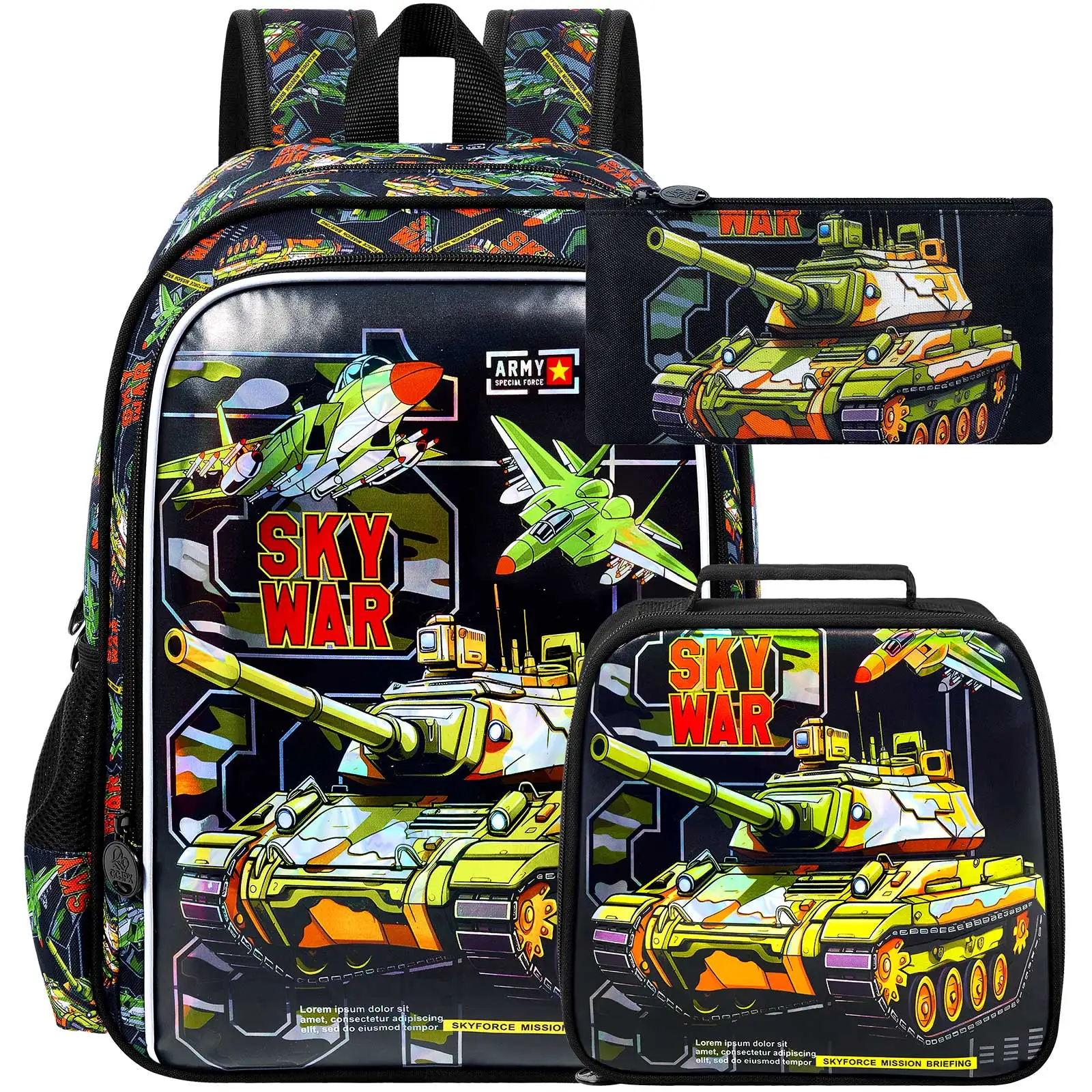 

Набор из 3-х рюкзаков для детей, водонепроницаемый школьный рюкзак для мальчиков с ланч-боксом, стильный ранец для начальной школы, детского сада и малышей