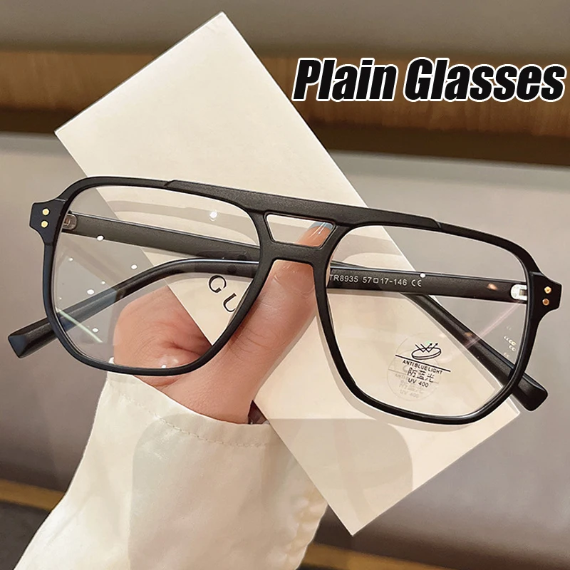 

Fashion Square Double Beam Women Glasses Frame Clear Anti-Blu-Ray Eyewear Retro Men Optical Frame Computer Protection Goggles