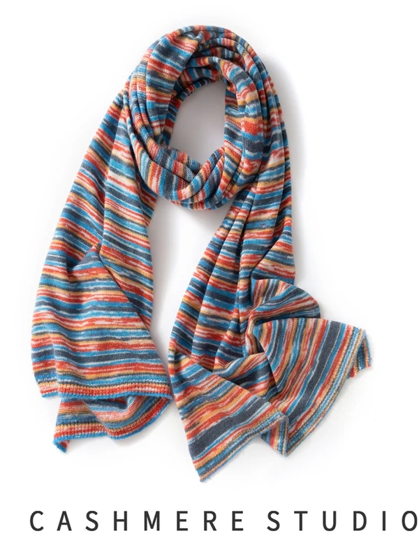 Echarpe-en-cachemire-pour-femme-style-coreen-ajouree-coloree-polyvalente-chaude-grande-taille-a-rayures-pour-l'automne-et-l'hiver