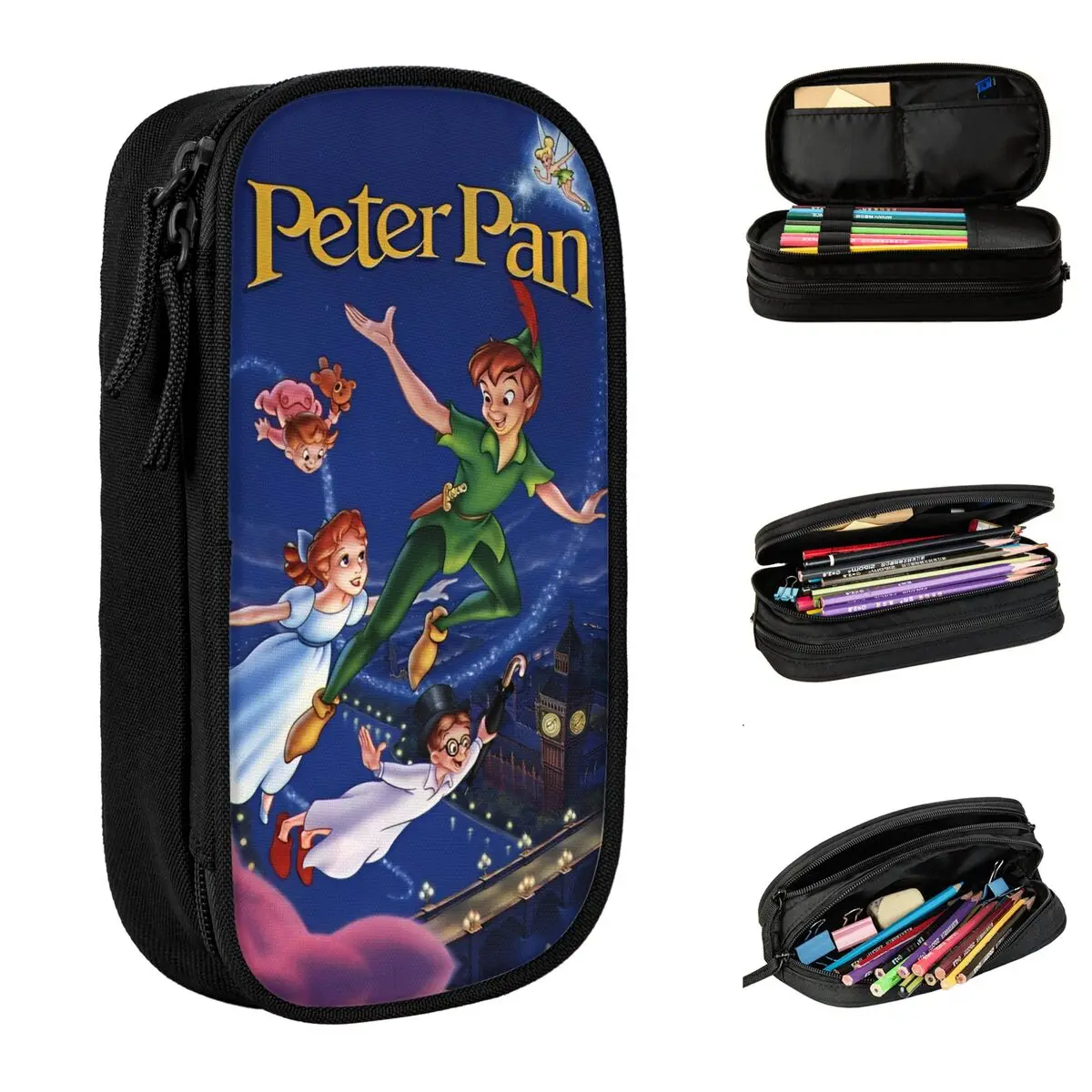 Peter Pan Cartoon Pencil Case Famous Fairy Story Pen Bag Student Large Storage Students School Gift Pencil Pouch