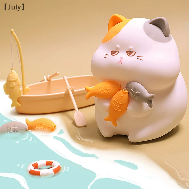 Lampka nocna Greedy Cat USB akumulatorowa ciepła i RGB przedszkole lampka do spania Kawaii bezprzewodowe lampki nocne do wystroju pokoju dziecięcego
